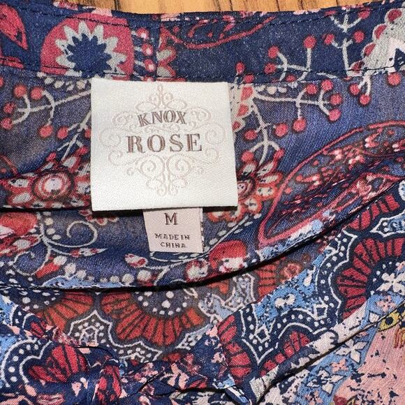 Knox Rose Women's Patchwork Peasant Key hole Blouse M 0638 - Picture 6 of 6